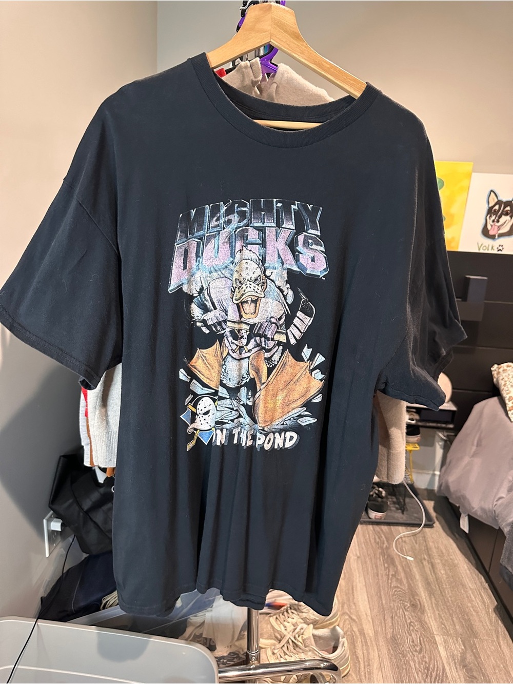 Mighty Ducks On The Pond Menโs T-Shirt Size XL Pre-Owned Black